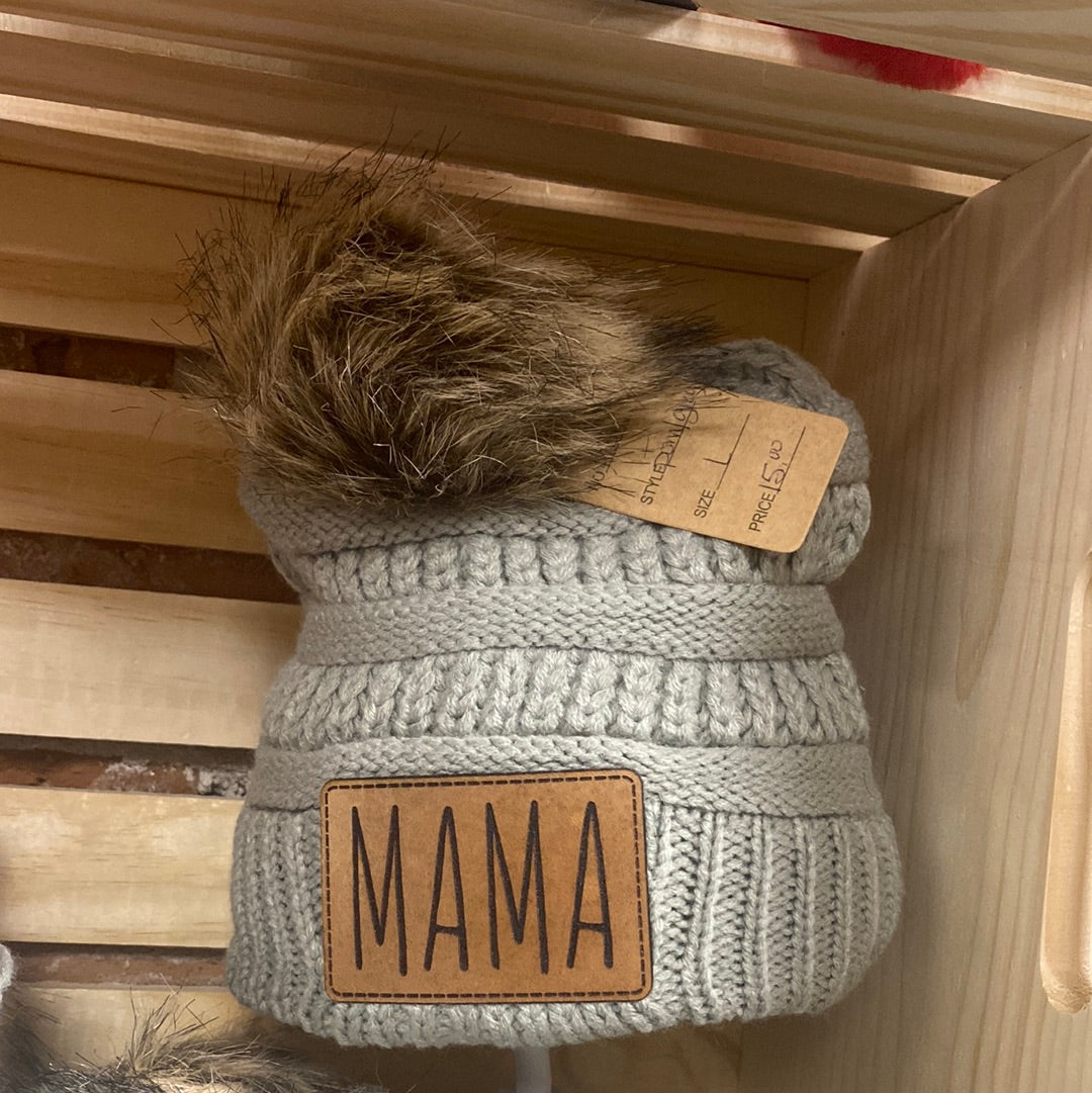 MAMA Leather Patch Beanie