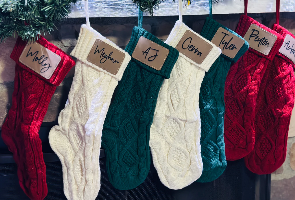 Leather Patch Christmas Stocking