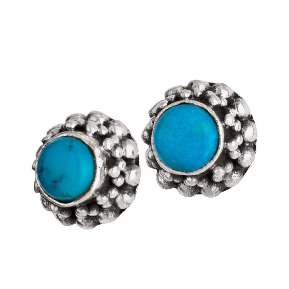 Tiger Mountain Jewelry - Cerulean Peace Turquopise & Sterling Silver Studs