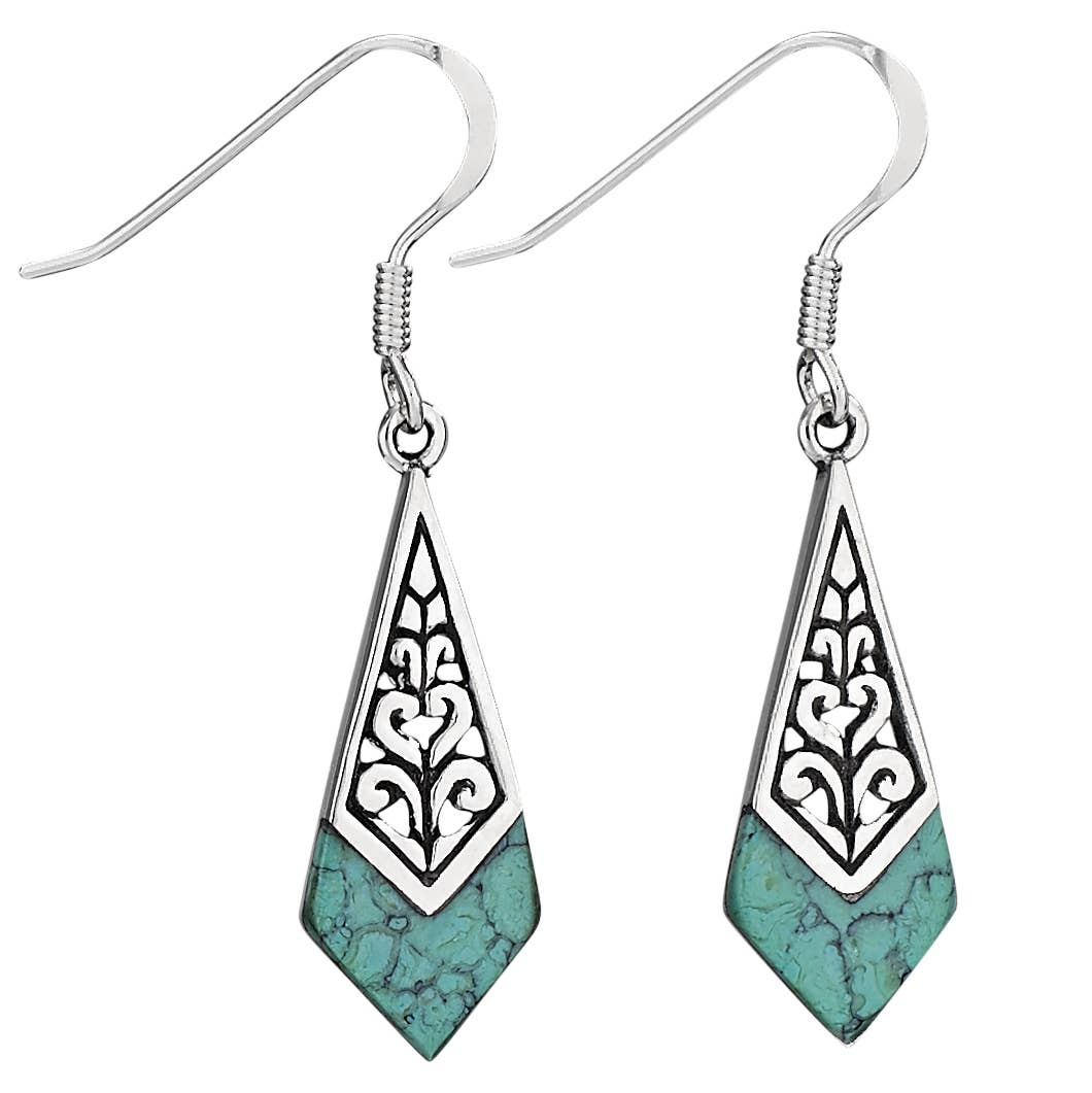 Tiger Mountain Jewelry - Deco Green Turquoise & Sterling Silver Earrings