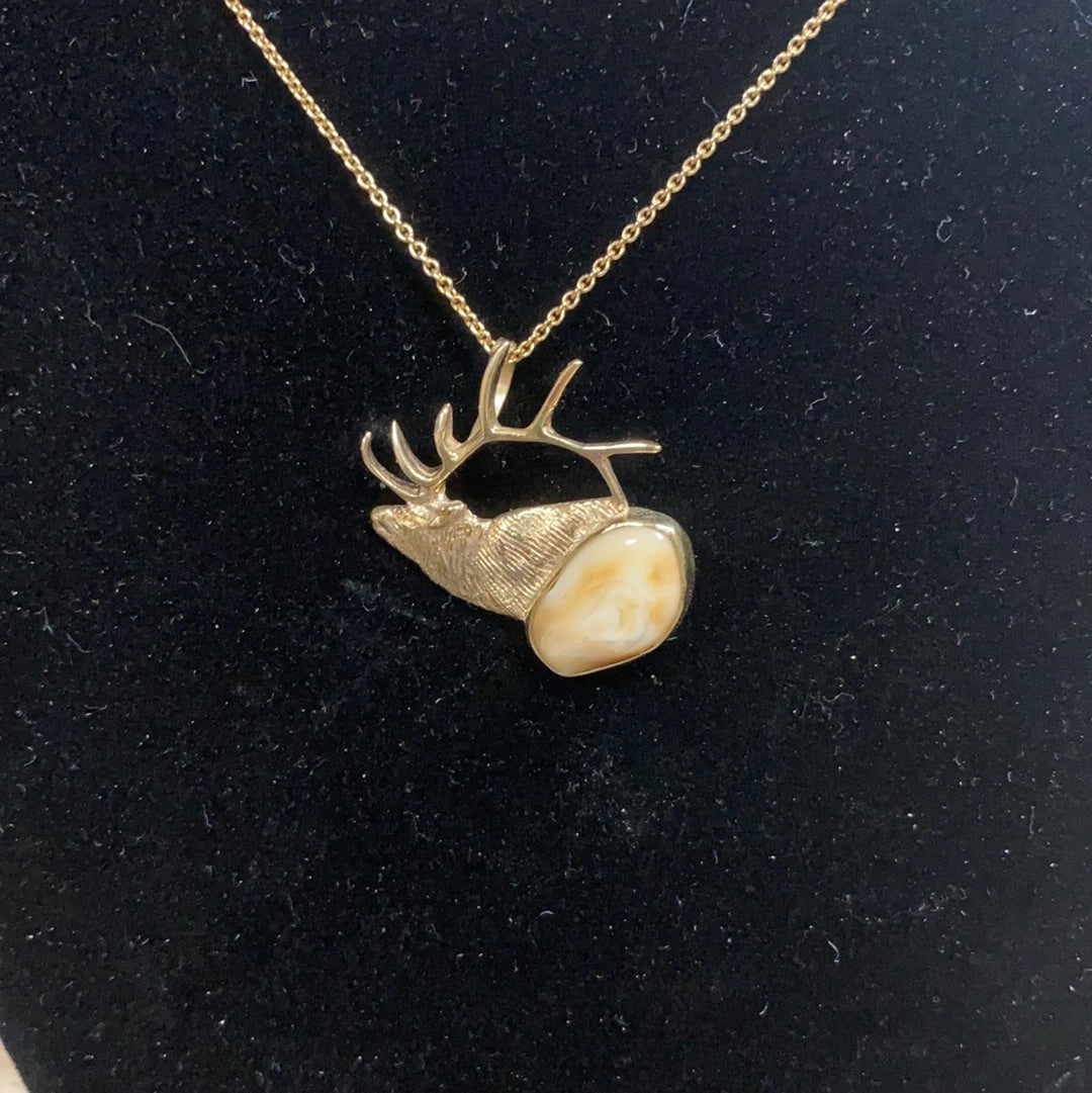 Elk Ivory Pendant with Chain Back Country Trading Post