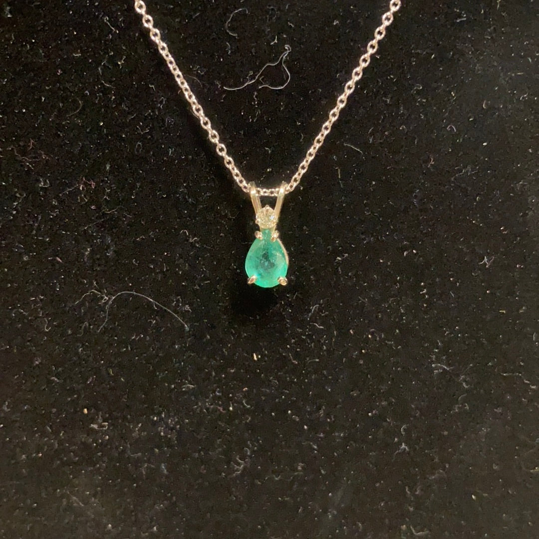14kwg Genuine Emerald and Diamond Necklace Back Country Trading Post