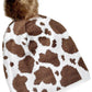 Cap Zone - Cow Print Fuzzy Faux Fur Pom Pom Short Beanie