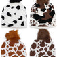 Cap Zone - Cow Print Fuzzy Faux Fur Pom Pom Short Beanie