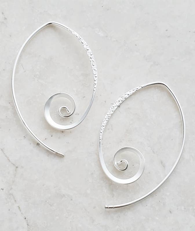Sosie Designs - Silver Hammered Spiral Spike Earrings