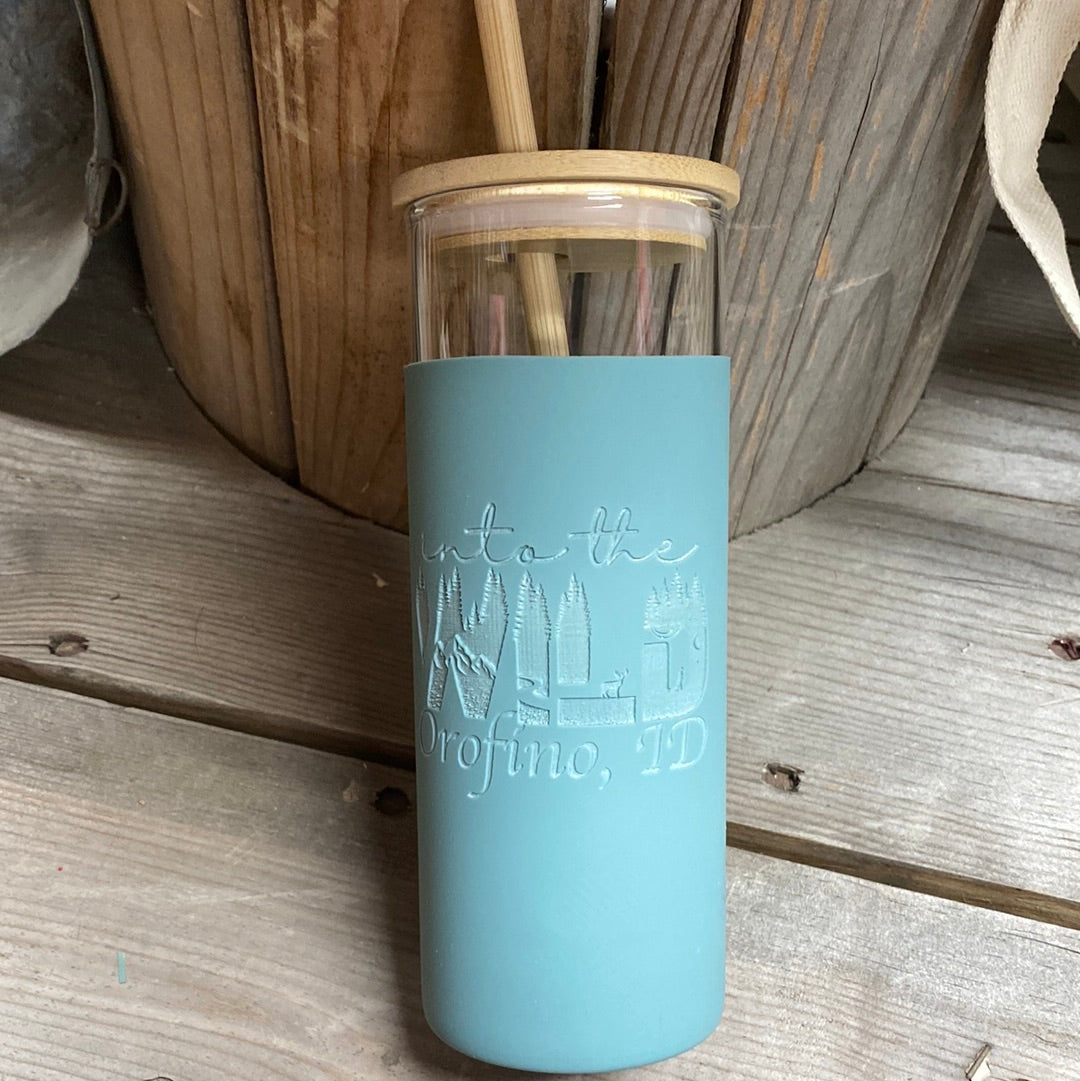 Wild and Free Glass Tumbler with Bamboo Lid & Straw